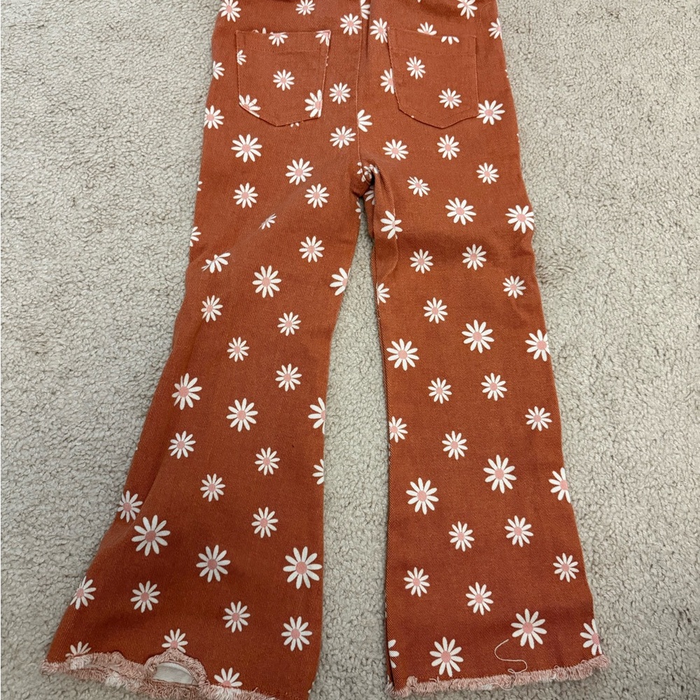 Daisy Print Kids Flared Pants